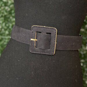 NEW Black Velvety Faux Leather Belt